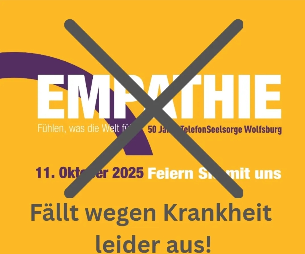 Jubiläumsveranstaltung am 11.10. entfällt wg. Krankheit